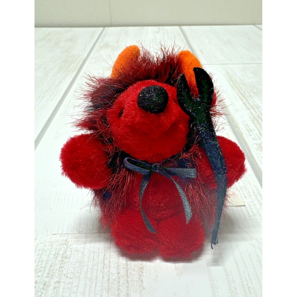 RUSS BERRIE HALLOWEEN NAUGHTY NICK DEVILISH RED HEDGEHOG MINI 3" PLUSH